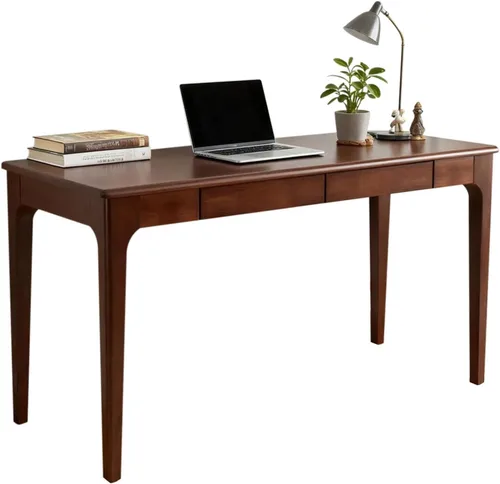 Vista 7 de Escritorio de madera maciza con cajones, pequeño escritorio con cajones para computadora, escritorio de PC para trabajo, estudio o juegos, fácil