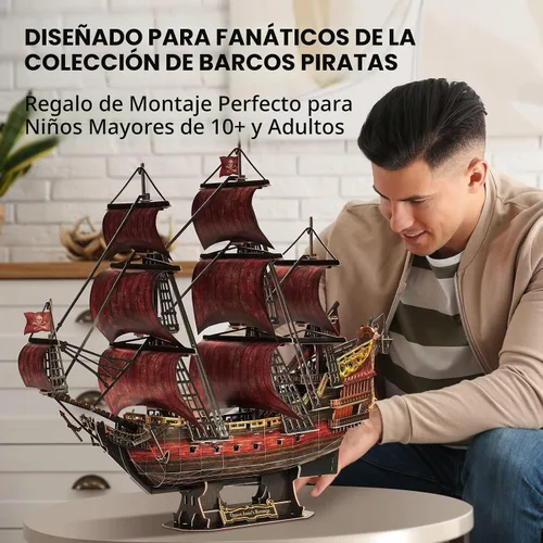 Vista 4 de CubicFun Rompecabezas 3D para adultos y niños, la venganza de la reina roja Anne's Revenge, 391 piezas, decoración del hogar, arte y manualidades
