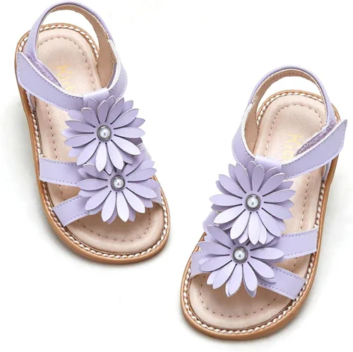 Vista 39 de Kiderence Sandalias de niña de las flores para niñas pequeñas, zapatos de Ck303 Oro