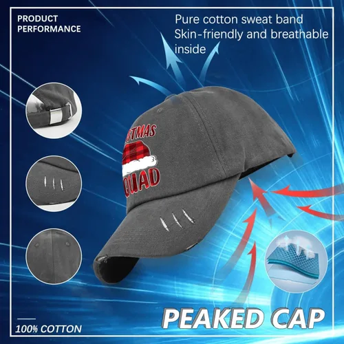 Vista 7 de ZOOBO Christmas Squads Hats Trucker Cap Dark Grey Hats for Women Gifts for Dad Cycling Caps