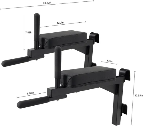 Vista 5 de Swedish Ladder Dip Bar Attachment, Fits TS003A Ladder, Wood Stall Bar for School, Physical Therapy and Gymnastics, Multi-grip
