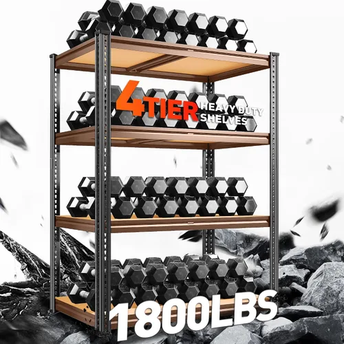 Vista 3 de REIBII Estantería de garaje de 60.1 pulgadas de alto, estantes de almacenamiento resistentes, 1800 libras, estantes de metal de 4 niveles ajustables