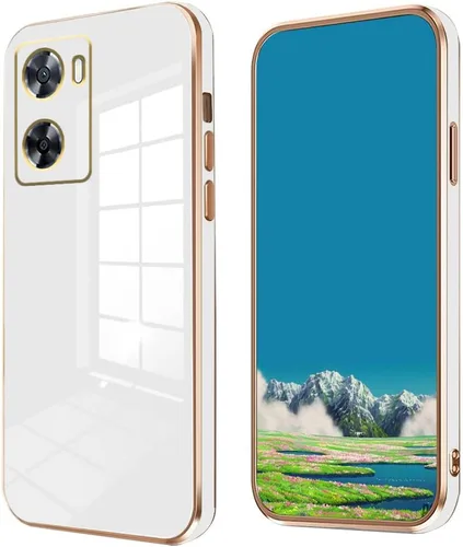 Vista 9 de Compatible con Oppo A57s Funda de silicona rosa, chapado para Oppo A57 0.14 oz, funda delgada y suave a prueba de golpes (negro)
