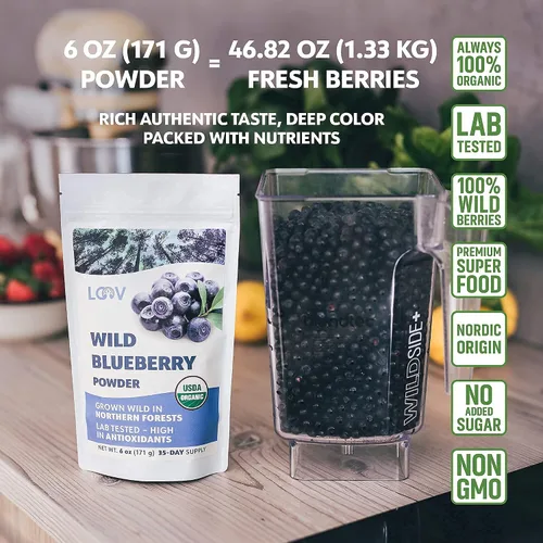Vista 8 de Paquete – 2 artículos: Polvo orgánico de arándanos silvestres LOOV y copos de levadura nutricional orgánica no fortificada