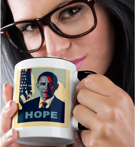 Vista 2 de 3dRose President Barack Obama in Hope Pop Art - Taza de 11 onzas, color negro