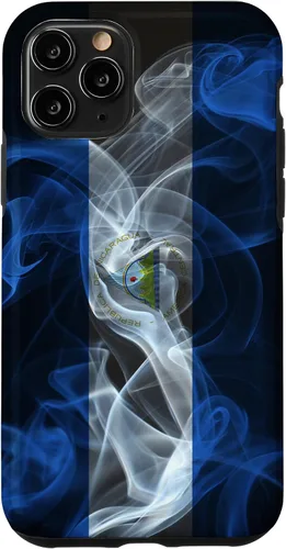 Vista 26 de iPhone 13 Pro Max Smoky Nicaragua Flag - Funda de orgullo nicaragüense estilo humo