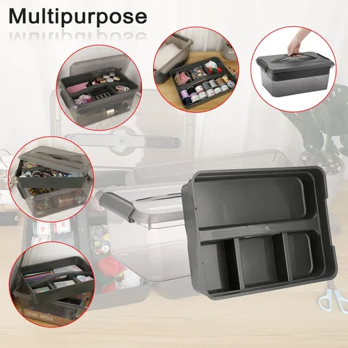 Vista 2 de BTSKY - Caja de almacenamiento para apilar y transportar, contenedor de almacenamiento de plástico transparente apilable con bandeja extraíble, caja