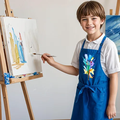 Vista 2 de Delantal con nombre personalizado para pintar y manualidades, delantal personalizado, regalo de calcetín de Navidad para niños y niñas Blanco