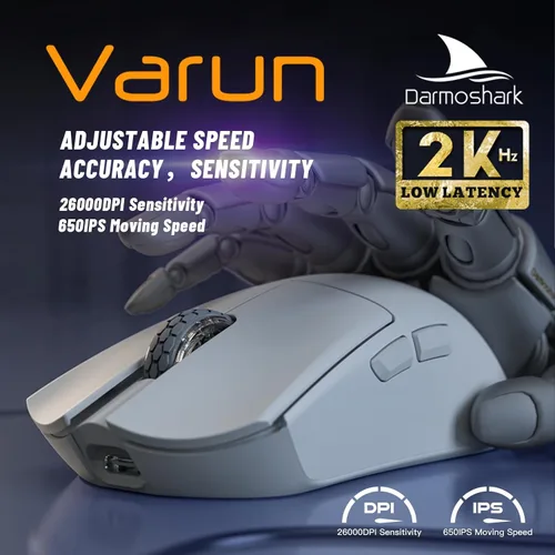Vista 2 de Darmoshark M3s Mini 2KHz - Mouse inalámbrico para juegos, conectividad trimodo (2.4 GHz, Bluetooth, con cable), sensor de 26 KDPI, ligero 1.90 oz, 5