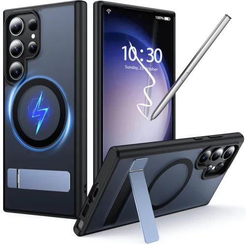 Vista 15 de Funda para Samsung Galaxy S21 FE con MagSafe [soporte ajustable] [carga mientras estás de pie] [Militar a prueba de golpes] Protector de silicona