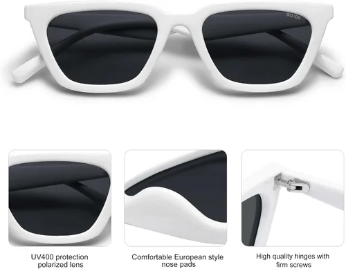 Vista 4 de SOJOS Gafas de sol polarizadas cuadradas estrechas estilo ojos de gato para mujeres, retro, modernas, para conducir SJ2169