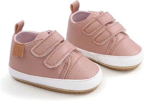 Vista 5 de Zapatos de bebé para niño y niña, zapatillas de deporte antideslizantes de piel sintética unisex para bebés recién nacidos para primeros pasos