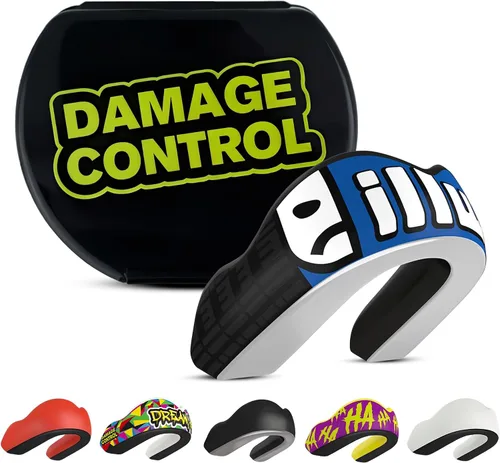 Vista 37 de DAMAGE CONTROL Protector bucal deportivo de impacto extremo con estuche Boil & Bite Fit, almohadillas absorbentes de golpes, funda ventilada