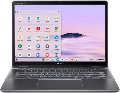 Vista 7 de Acer Chromebook Plus Spin 514 Pantalla táctil IPS WUXGA 2 en 1 de 14 pulgadas, Intel Core i5-1334U, 8GB RAM 1TB SSD, Wi-Fi 6E, Bluetooth, cámara