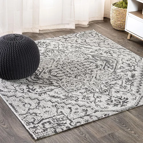 Vista 7 de JONATHAN Y SMB105D-28 - Alfombra de pasillo Boho para interiores y exteriores 2 x 8, color Negro/Gris, con textura de estrella, tejida