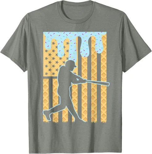 Vista 73 de Camiseta de béisbol Drip Boys Dripping Ice Cream Baseball American Flag, Negro -, Pequeña