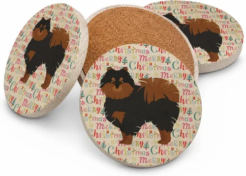 Vista 68 de Abyssinian Sand Terrier Merry Christmas - Posavasos grandes de piedra arenisca (4 unidades)