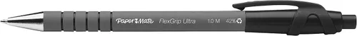 Vista 3 de Paper Mate FlexGrip Ultra Retractable Ballpoint Pens Medium Point Black Box of 12