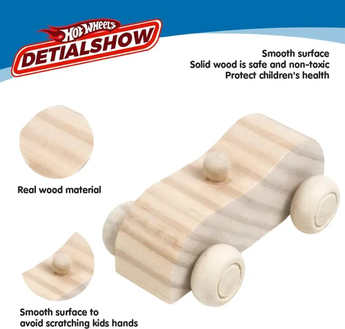 Vista 5 de WANTKA Coches de madera sin terminar, manualidades de madera, kit de madera para estudiantes, actividades familiares, kit de manualidades para niños