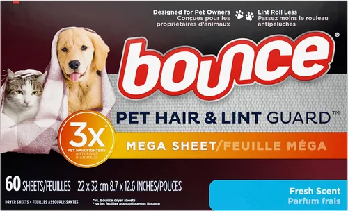Vista 9 de Bounce Hojas para secadora Mega Secadora de Pelo y Pelusas para Mascotas, Aroma Fresco, 80