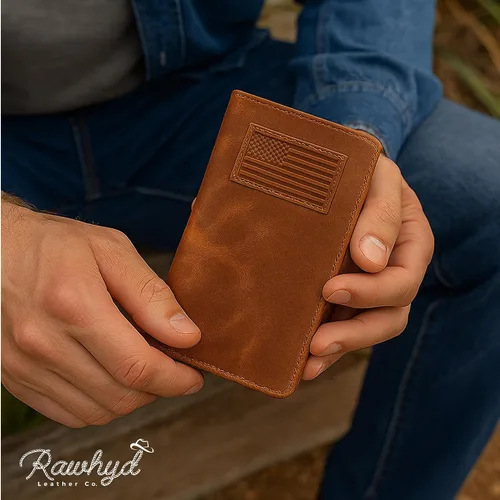 Vista 7 de RAW HYD - Cartera larga de cuero para hombres Funda de chequera doble un gran regalo para hombres
