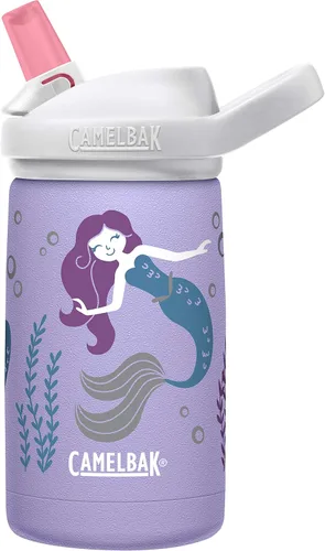 Vista 12 de CamelBak Eddy+ Kids - Botella de agua con válvula de mordida y pajita aislada de acero inoxidable, perros en bicicleta, 12 onzas