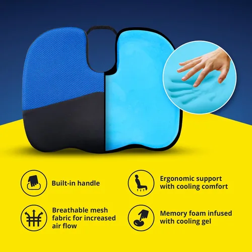 Vista 3 de MICHELIN Paquete de 2 cojines de asiento de espuma viscoelástica, infusión de gel para una comodidad refrescante, soporte ergonómico ortopédico