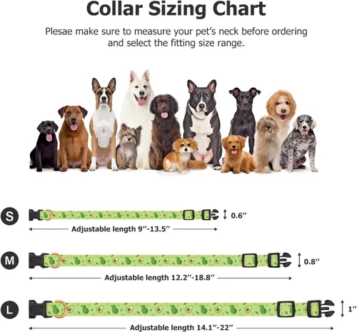 Vista 3 de Collar de perro hecho a mano para perros pequeños, medianos y grandes, verde aguacate con colgante, collares de moda para otoño e invierno (pequeño)