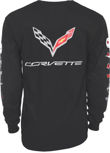 Vista 3 de JH DESIGN GROUP Chevy Corvette C7 - Camiseta de manga larga para hombre, color negro