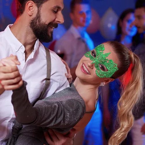 Vista 7 de Takmor Máscara de encaje para mujer, máscara de encaje para fiesta de máscaras, disfraz veneciano de San Valentín