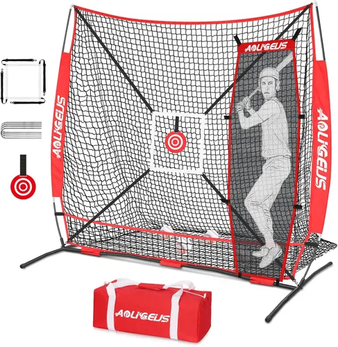 Vista 12 de 6'X6' Baseball Softball Practice Net,Pitching Net,Batting Net,with Dummy Batter,Bonus Strike Zone Target and Bow Frame,for Hitting,Pitching,Catching