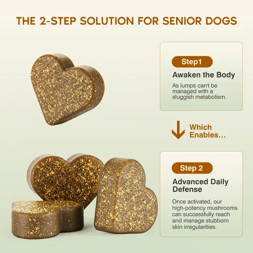 Vista 2 de Hongo de cola de pavo para perros, suplemento para perros mayores para grumos, protuberancias y lipoma, masticables suaves con Reishi, Maitake