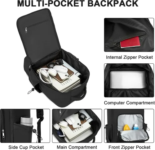 Vista 5 de seyfocnia Mochila de gimnasio para hombres, mochila deportiva ligera con compartimento para zapatos, bolsa de gimnasio impermeable, Negro, Mochilas