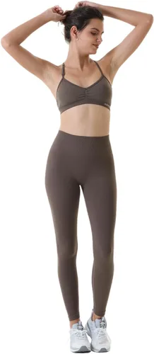 Vista 6 de AUROLA Leggings de entrenamiento para mujer, control de abdomen, a prueba de sentadillas, acanalados, gruesos, sin costuras, pantalones activos