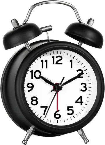 Vista 11 de AKCISOT - Reloj despertador de alarma fuerte para personas con sueño profundo, 11,43 cm de reloj analógico de campana doble de metal, funciona