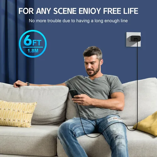Vista 4 de Cargador rápido USB C de 45 W compatible con cargador Samsung con cable de carga tipo C de 6 pies compatible con Samsung Galaxy S25