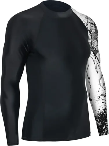 Vista 3 de ADOREISM Camiseta de natación de compresión de manga larga para hombre UPF 50+ de secado rápido