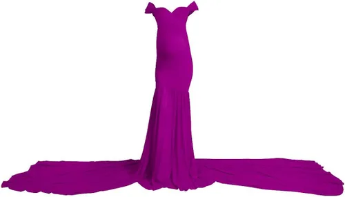 Vista 6 de Vestido de maternidad para mujer para fotografía sirena con hombros descubiertos ajustado de gasa con vuelo para baby shower maxivestido para fotos