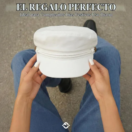 Vista 5 de Funky Junque Gorra de pescador griego, gorra de algodón para panaderos Blanco