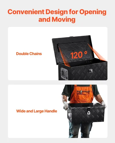 Vista 6 de VEVOR Caja de Herramientas de Aluminio Resistente para Cama de Camión, Caja de Herramientas con Placa Estriada con Mango Lateral y Llaves