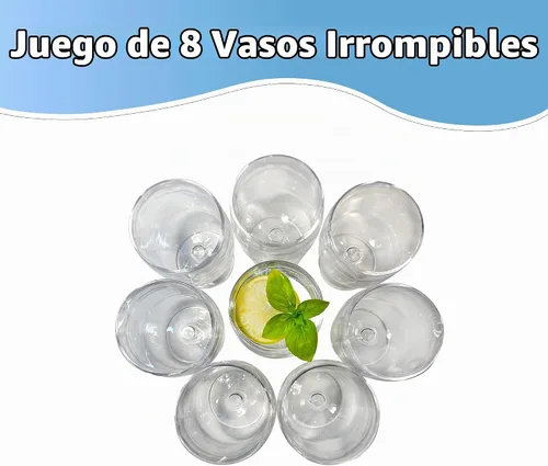 Vista 3 de Lily's Home Juego de 8 copas de vino de plástico irrompibles, vasos apilables irrompibles de 12 onzas, copas reutilizables sin BPA