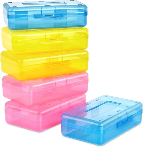 Vista 12 de Sooez Paquete de 3 estuches para lápices, caja de lápices dura grande a granel, caja de lápices transparente, organizador de rotuladores, contenedor