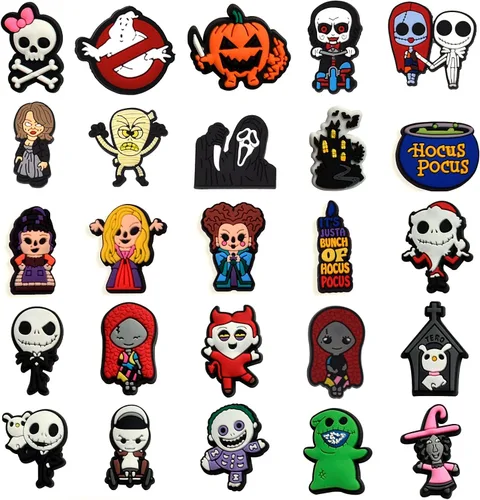 Vista 3 de hunanzhongyi Lote de 50 dijes para zapatos de película de terror dijes para zapatos de Halloween para adolescentes niños niñas hombres y mujeres
