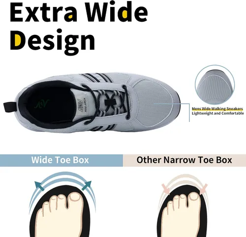 Vista 2 de ZF ZEFUHER Zapatos deportivos para caminar para hombre, con soporte de arco ancho, ligeros, para fascitis plantar, para pies más anchos