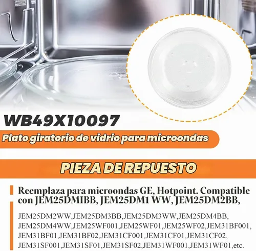 Vista 7 de Placa giratoria de vidrio para microondas de 11.25 pulgadas apta para Samsung GE, bandeja giratoria de vidrio para microondas de 11 1/4 pulgadas