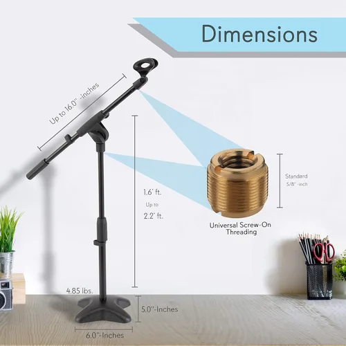 Vista 2 de PMKS7 Pedestal para micrófonos con base compacta Pyle-Pro