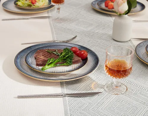 Vista 8 de Platos de aperitivo de 20,32 cm de cerámica con acabado de esmalte reactivo, aptos para lavavajillas y microondas, para ensalada, postre, bistec