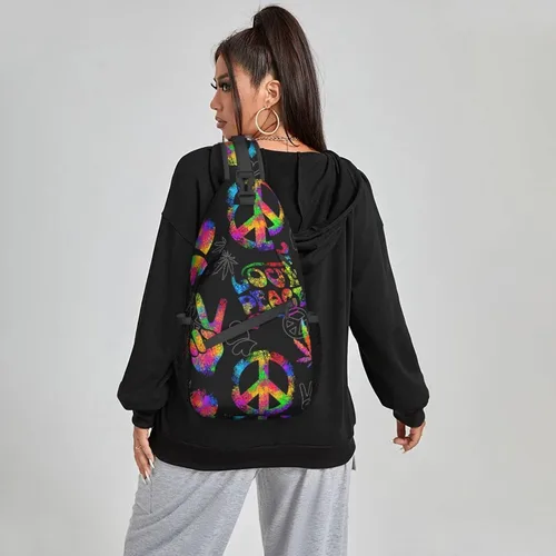 Vista 6 de Famame Mochila bandolera para el pecho, bolsa de hombro, gimnasio, ciclismo, viajes, senderismo, mochila para hombres y mujeres, MultiColor1