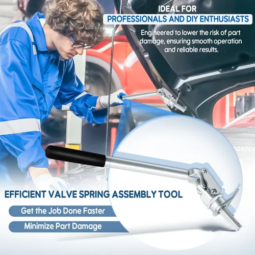 Vista 6 de 66784 Herramienta de compresor de resorte de válvula para pernos basculantes de 3/8 pulgadas y 7/16 pulgadas, herramienta de extracción de resorte