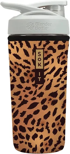 Vista 7 de Sok It BotlSok Botella Mezcladora de Proteínas con Funda Aislante de Neopreno (Floral Abstracto, Se Ajusta a Mezcladoras de 24oz)